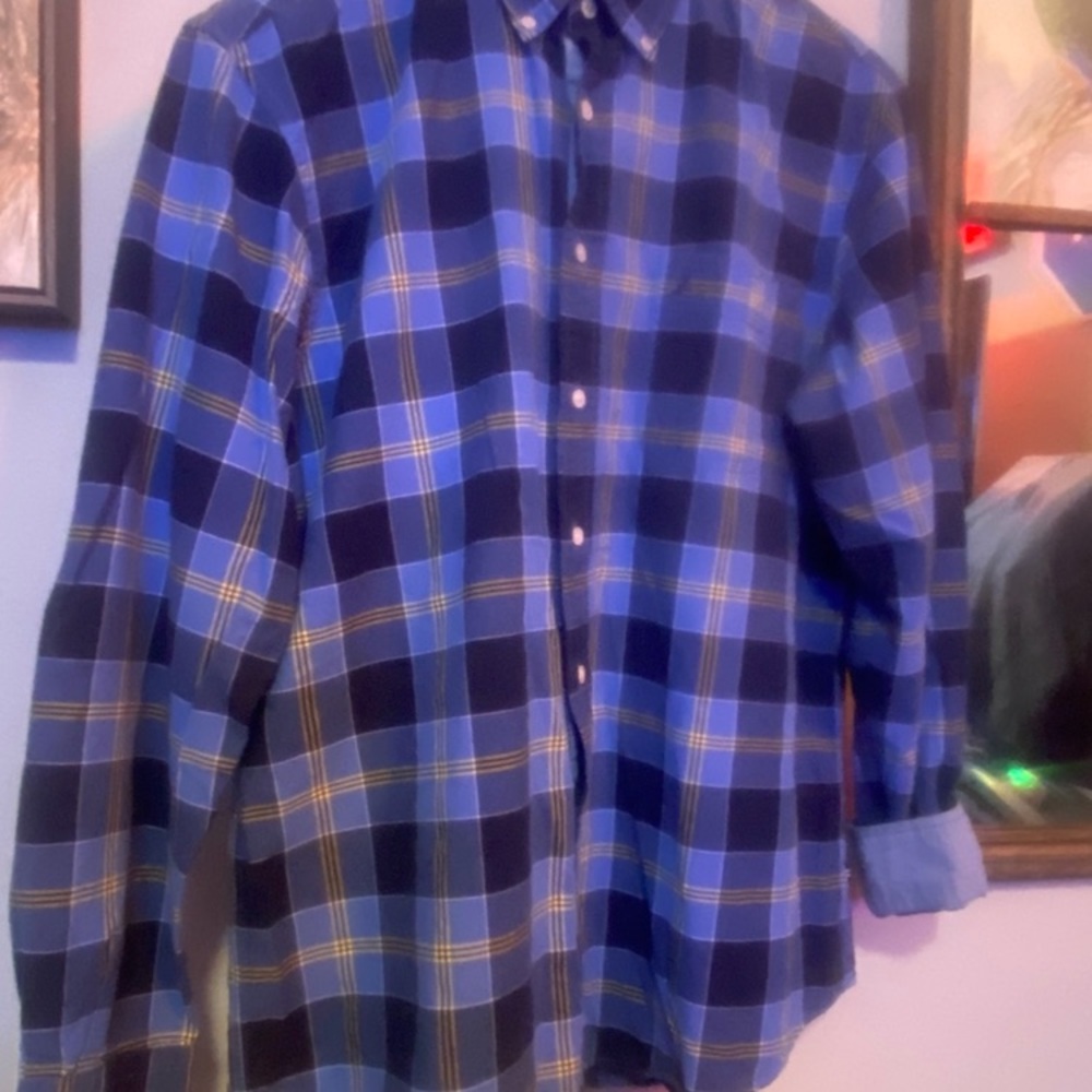 Nautica Mens Button Down Front Shirt Long Sleeve Plaid Check Blue S-XL